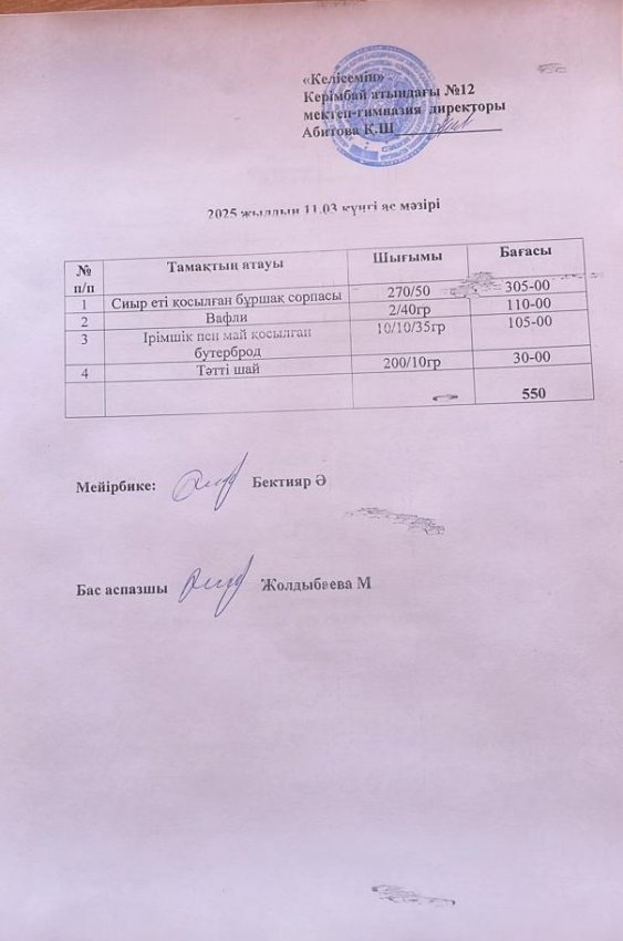 11.03.2025ж ас мәзірі
