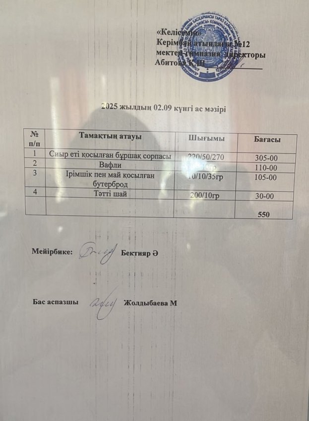 02.09.2025ж ас мәзірі