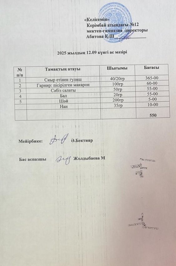 12.09.2025ж ас мәзірі
