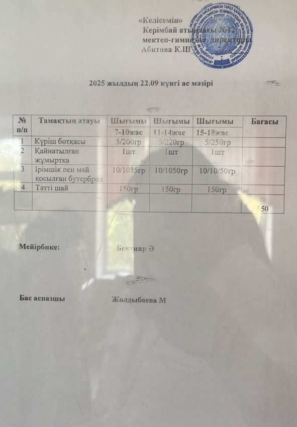 22.09.2025ж ас мәзірі