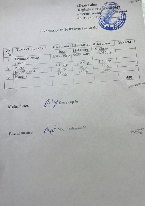 26.09.2025ж ас мәзірі