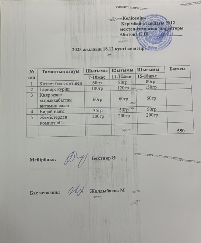 18.12.2025ж ас мәзірі