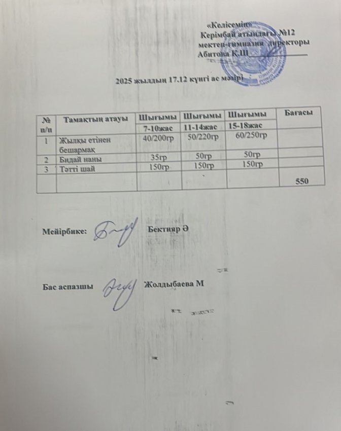 17.12.2025ж ас мәзірі