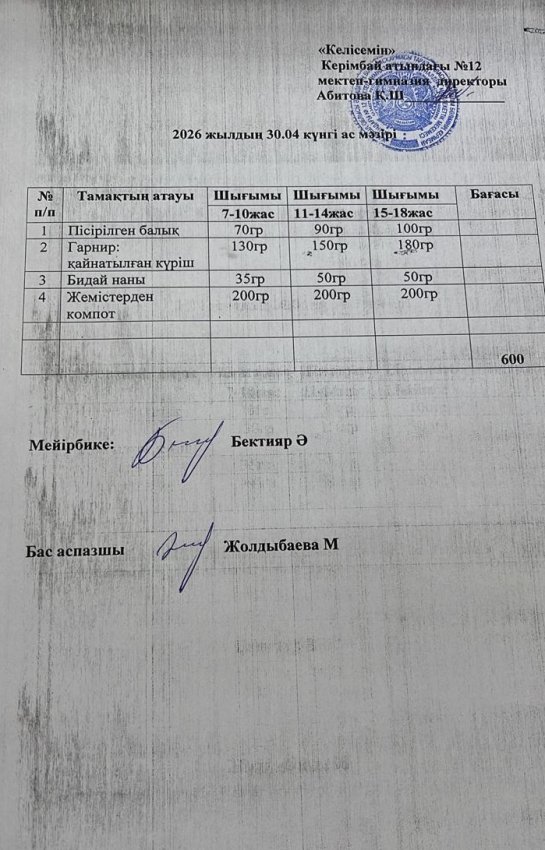 30.04.2026ж күнгі ас мәзірі